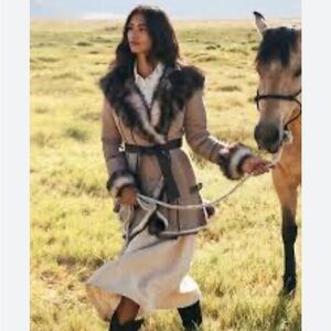 Overland Hooded Toscana Sheepskin Coat with Fur Trim